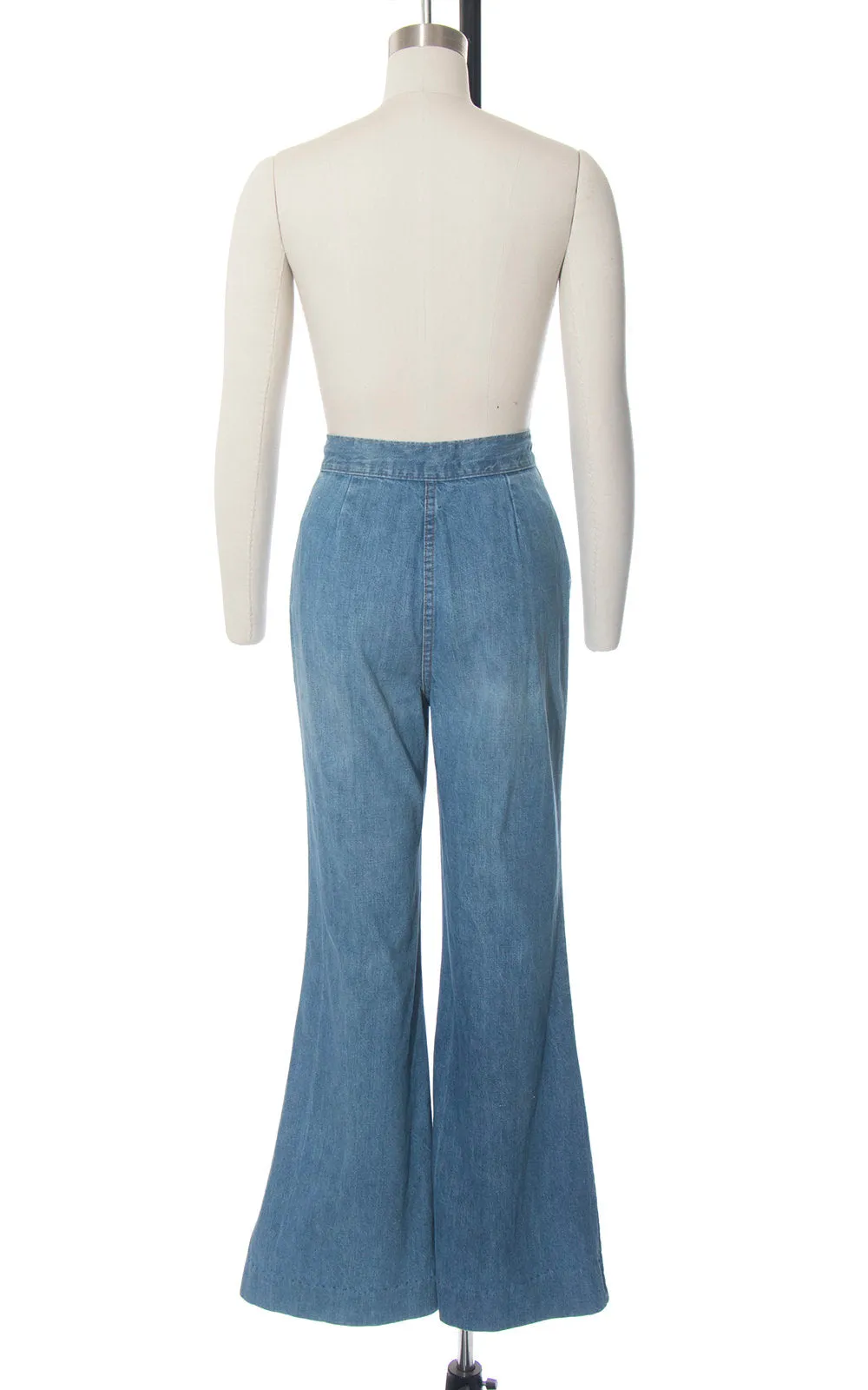 1970s Double Zippered Denim Bell Bottoms | medium