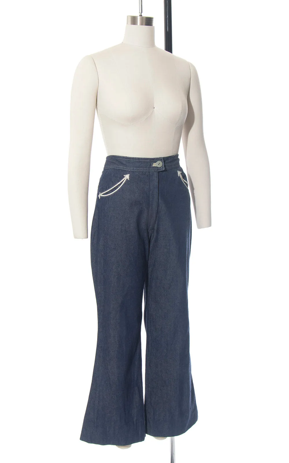 1970s Ms. Pioneer Western Arrow Pockets Denim Bell Bottoms | medium