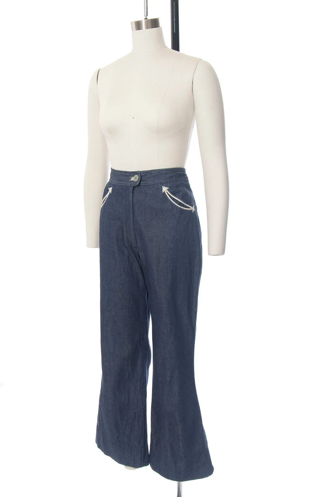 1970s Ms. Pioneer Western Arrow Pockets Denim Bell Bottoms | medium