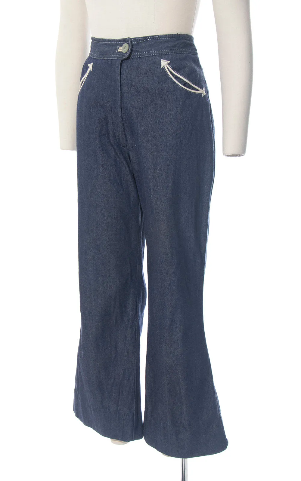 1970s Ms. Pioneer Western Arrow Pockets Denim Bell Bottoms | medium
