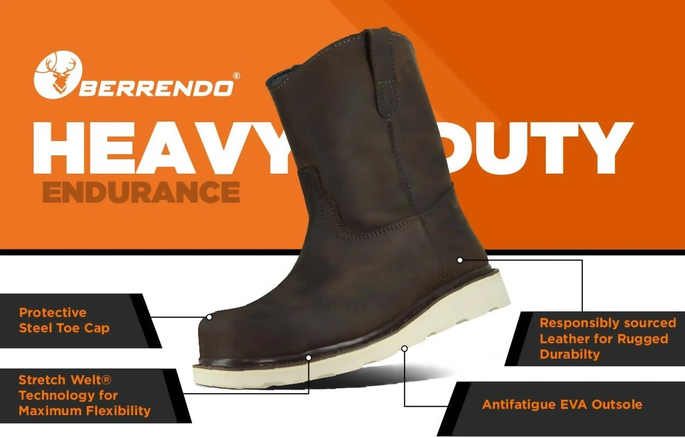 8” Wellington Steel Toe Work Boots – Electrical Hazard Rated 166