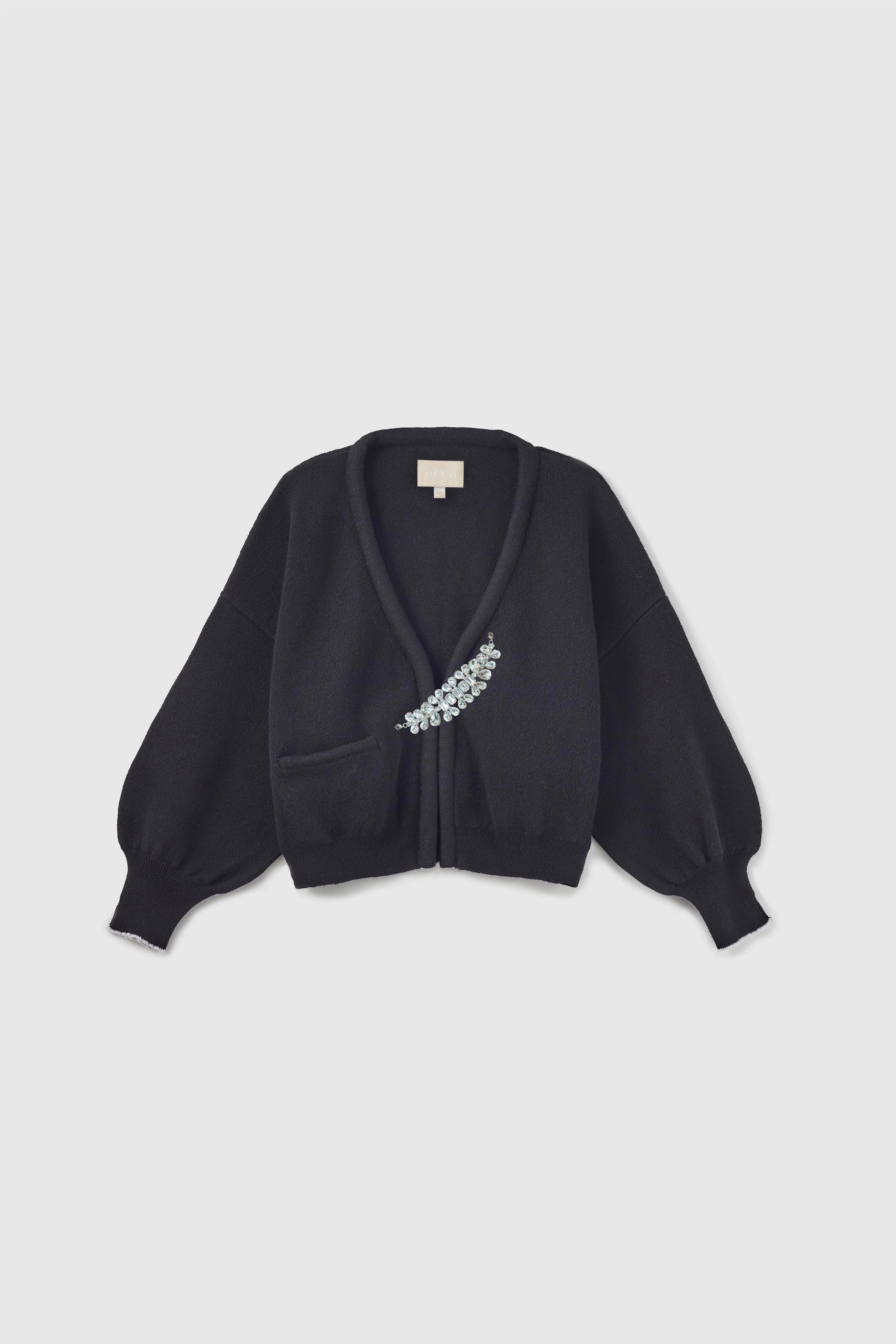 Anne Handmade Embellished Cardigan - Black