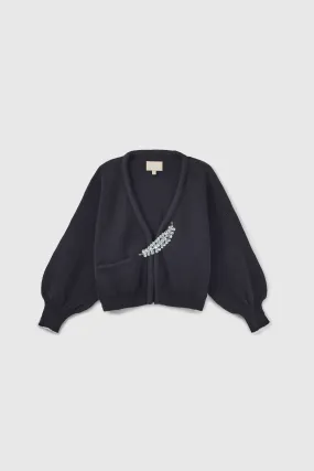 Anne Handmade Embellished Cardigan - Black