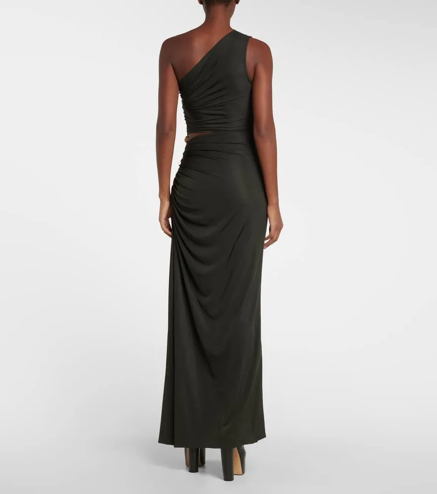 Bottega Veneta One-shoulder ruched jersey cutout gown