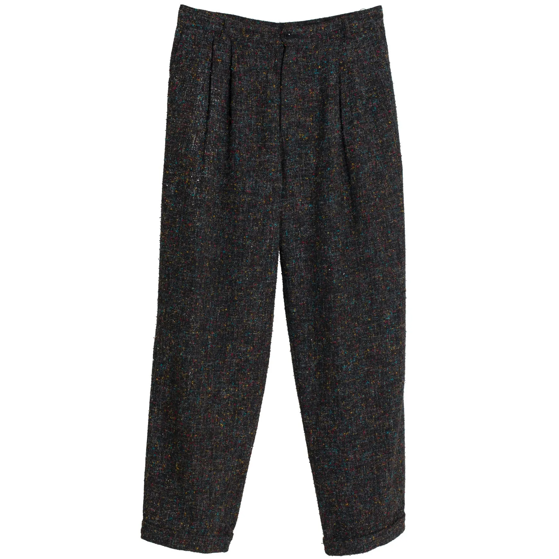 Bouclé Tweed, Structured Pleats, Relaxed Taper, Cropped