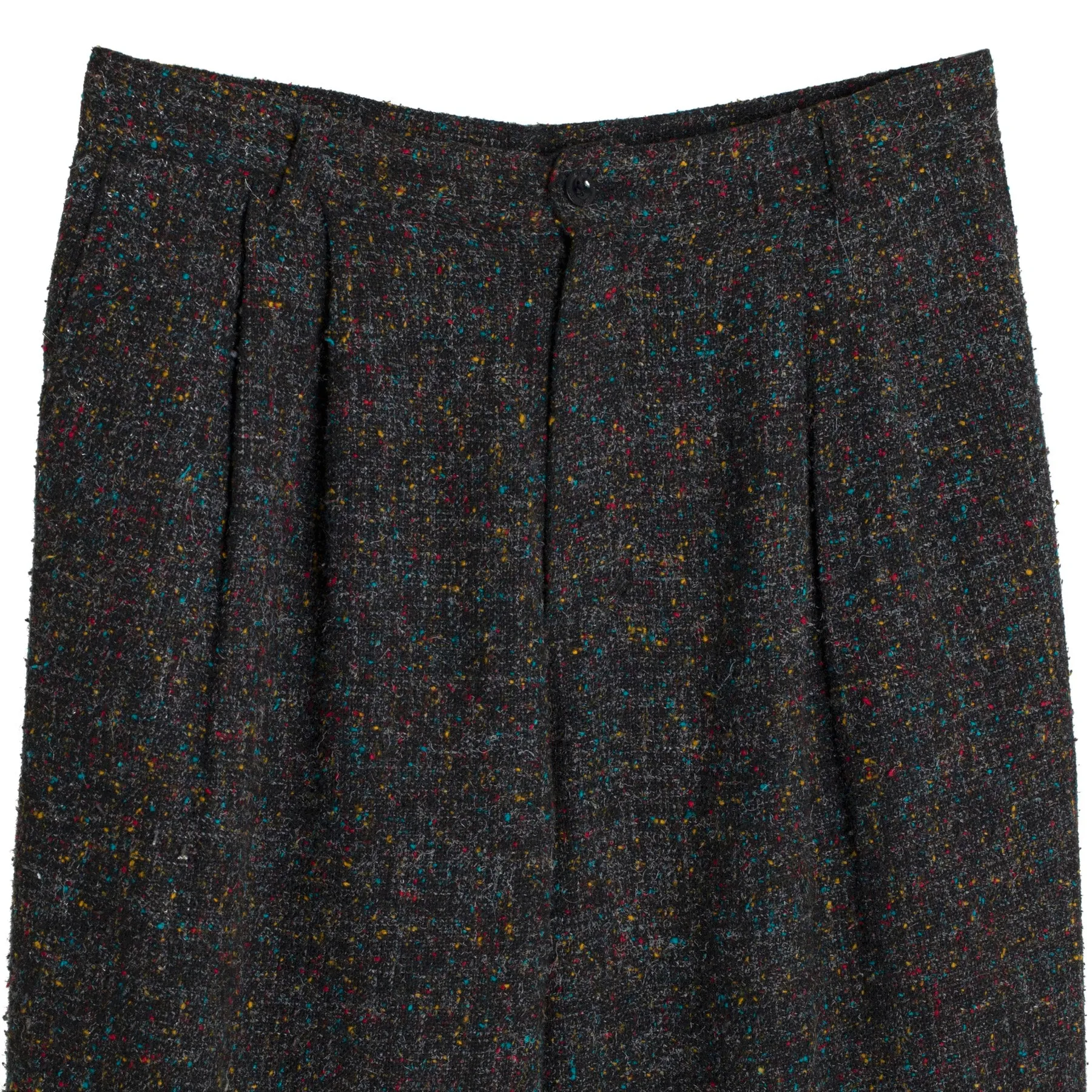 Bouclé Tweed, Structured Pleats, Relaxed Taper, Cropped