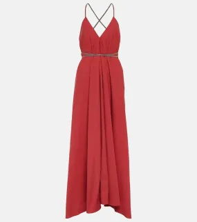 Brunello Cucinelli Belted cotton poplin maxi dress
