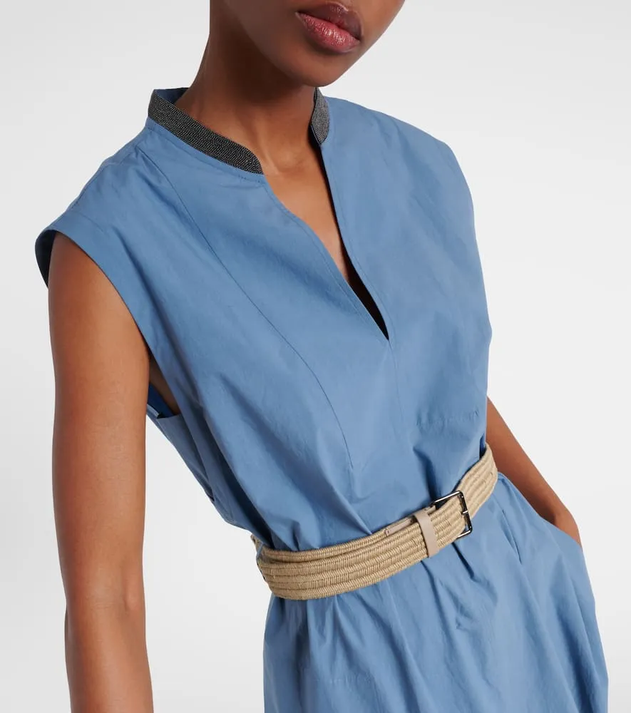Brunello Cucinelli Embellished cotton poplin maxi dress