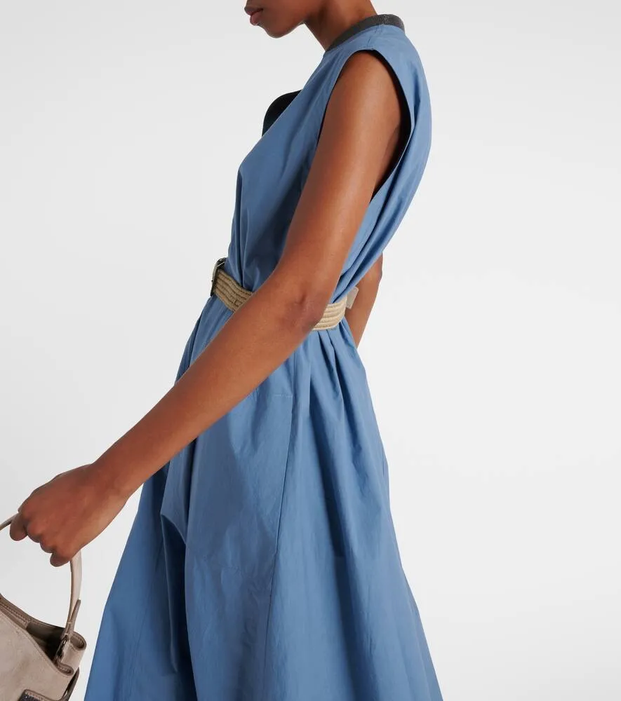 Brunello Cucinelli Embellished cotton poplin maxi dress