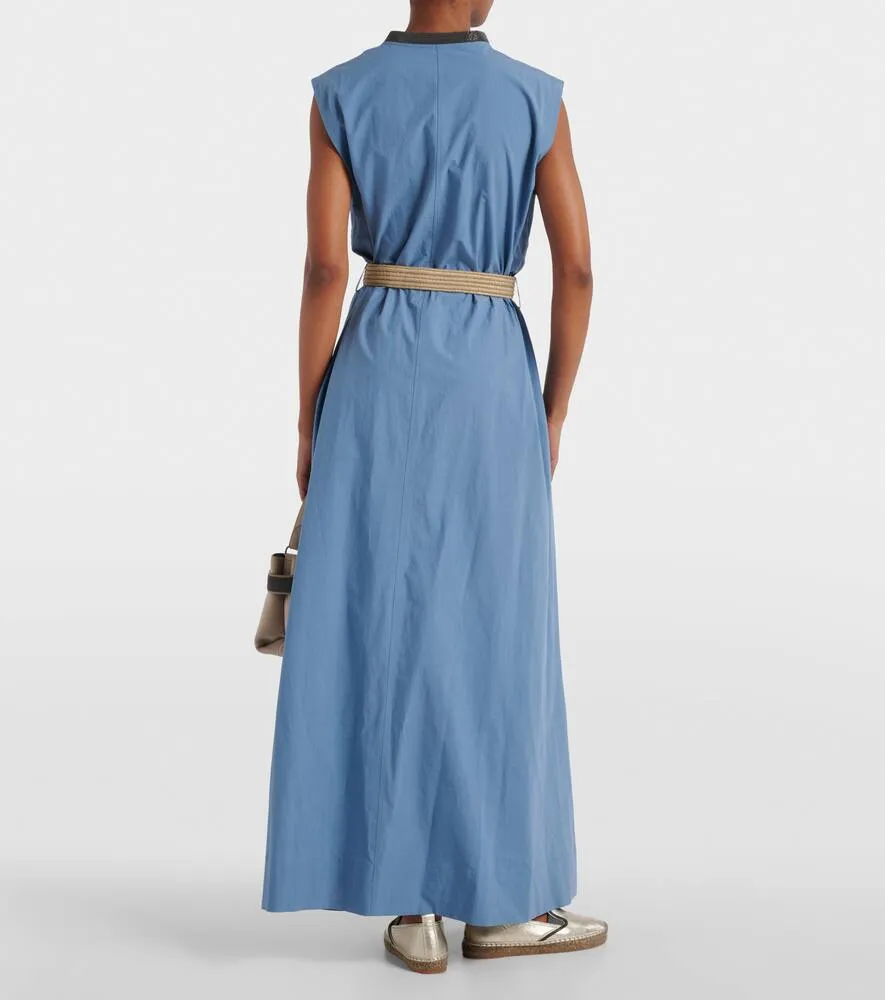 Brunello Cucinelli Embellished cotton poplin maxi dress