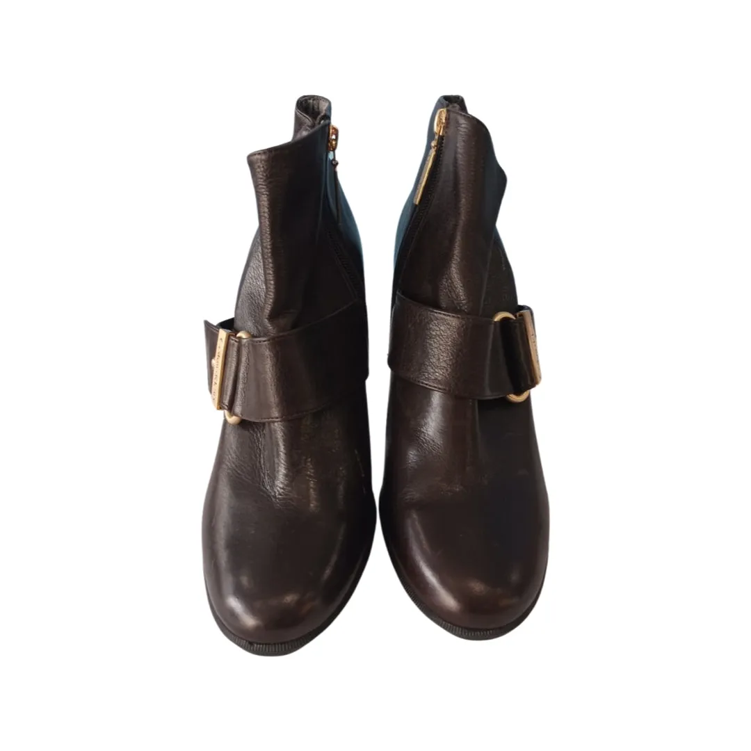 Calvin Klein Dark Brown Halia Ankle Boots, Size 10