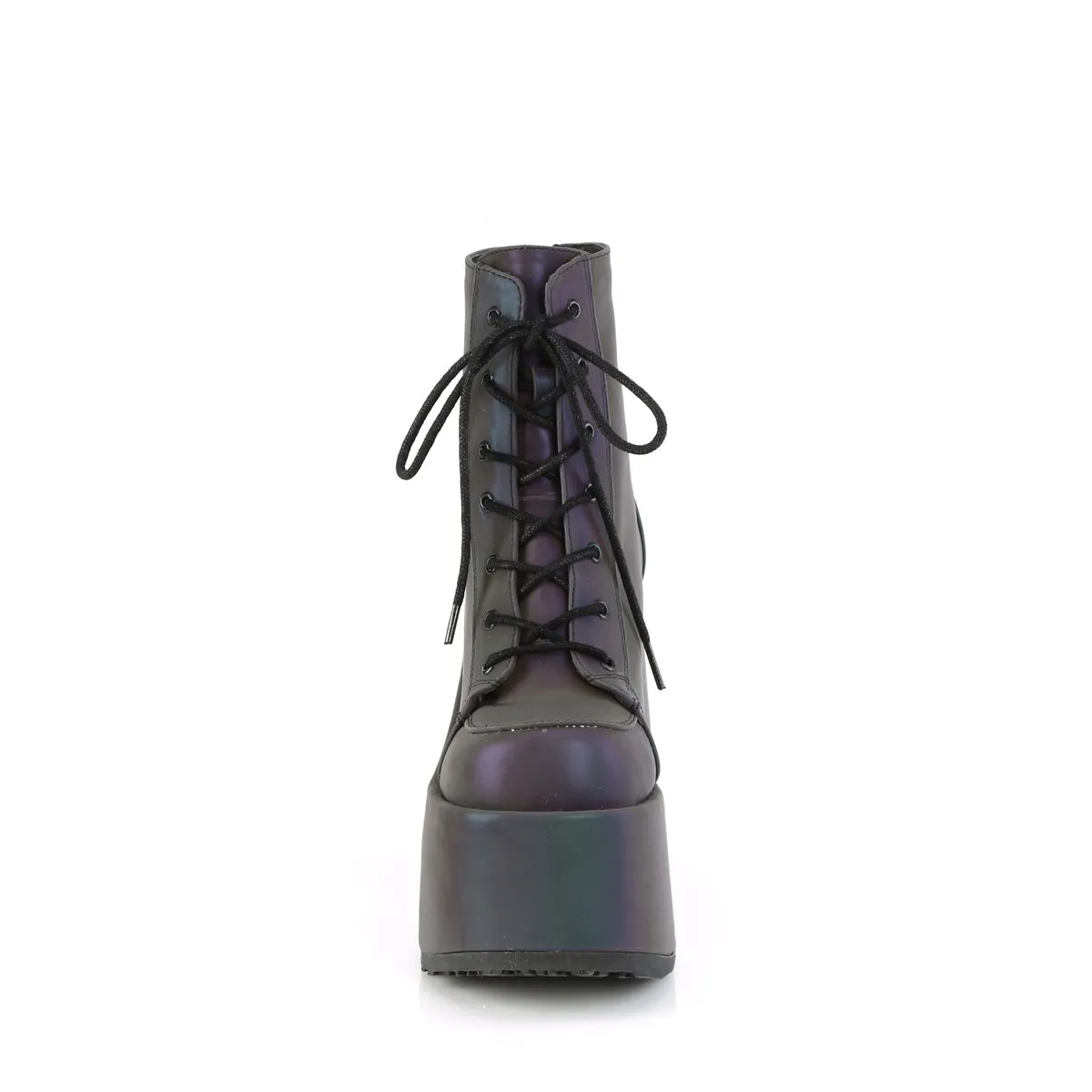 Camel 203 Multi Reflective Lace Up Goth Platform Ankle Boots  - Demonia Direct