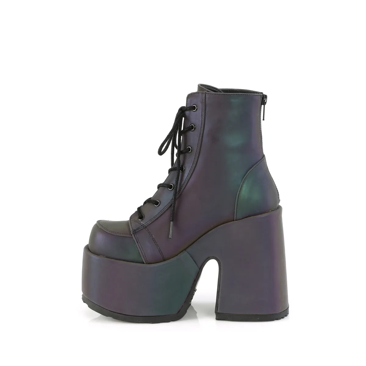 Camel 203 Multi Reflective Lace Up Goth Platform Ankle Boots  - Demonia Direct