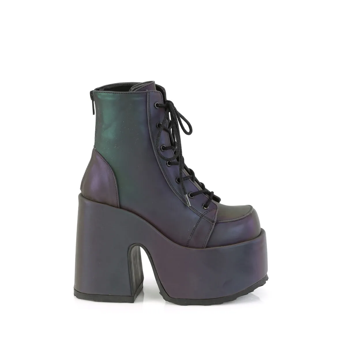 Camel 203 Multi Reflective Lace Up Goth Platform Ankle Boots  - Demonia Direct