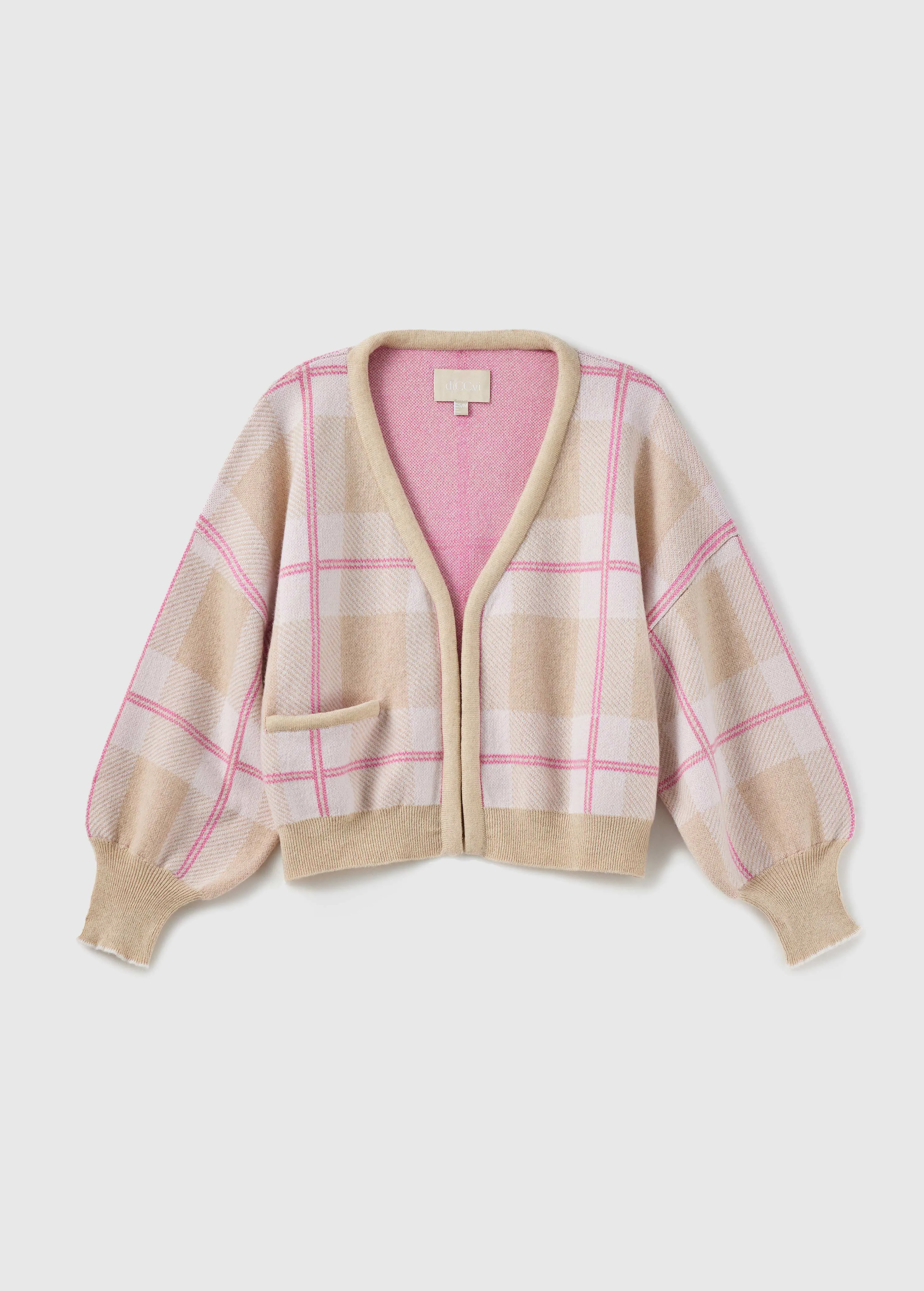 Charlotte Checked Cardigan - Beige
