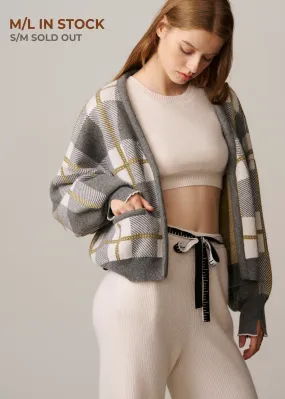Charlotte Checked Cardigan - Grey