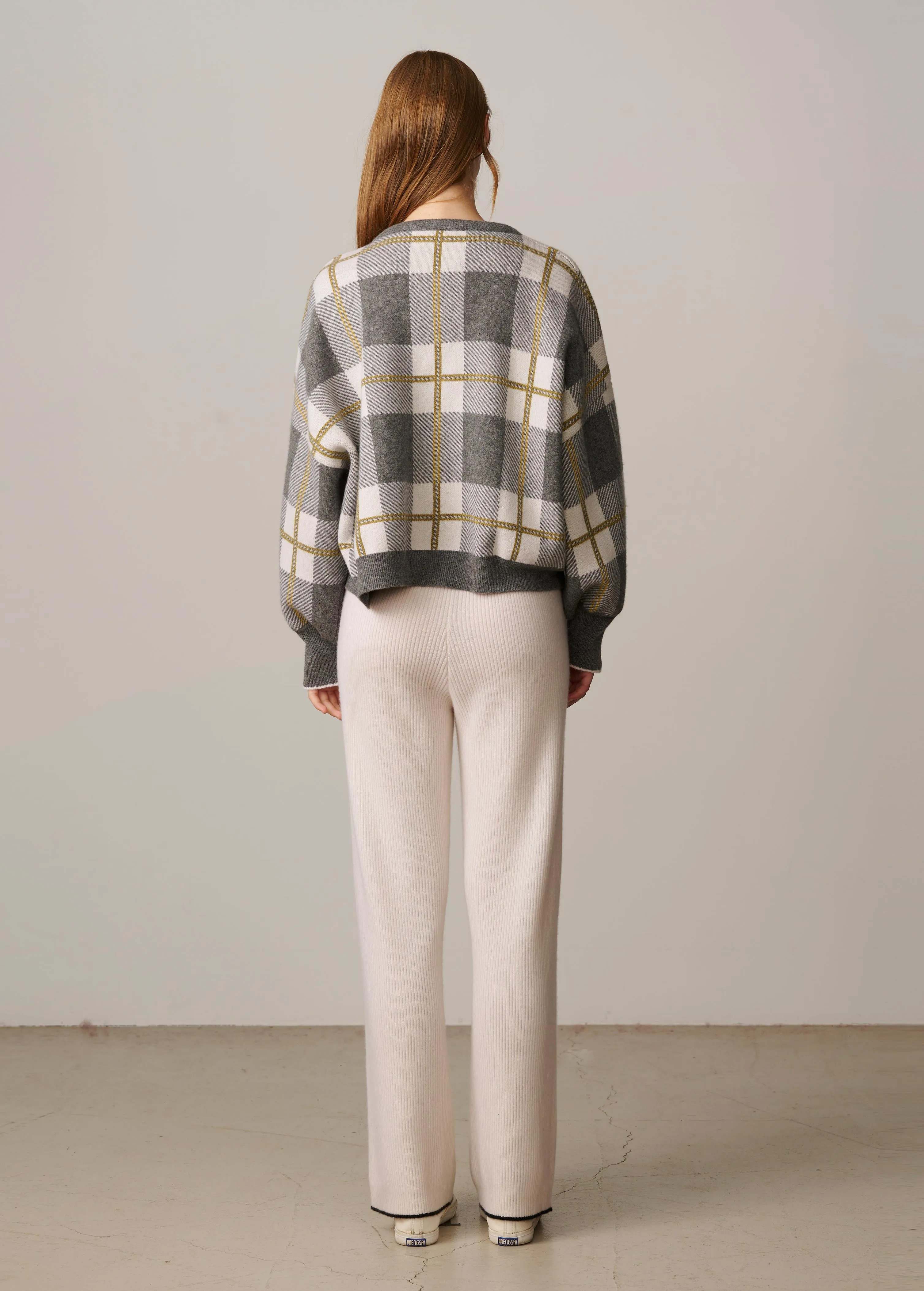 Charlotte Checked Cardigan - Grey