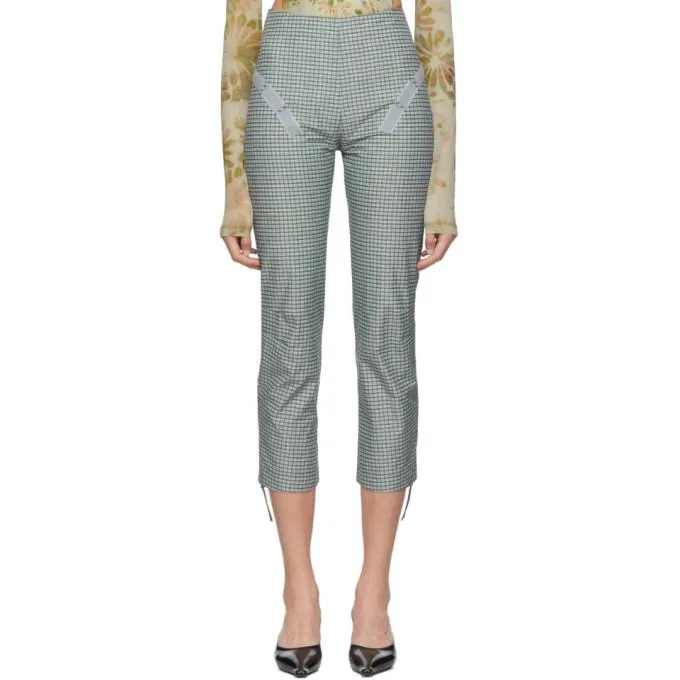 Charlotte Knowles Blue Check Tactical Trousers