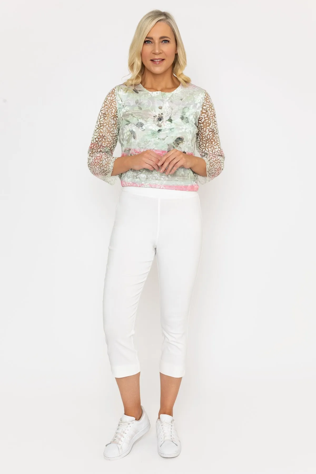 Cropped Bengaline Trousers in Ecru