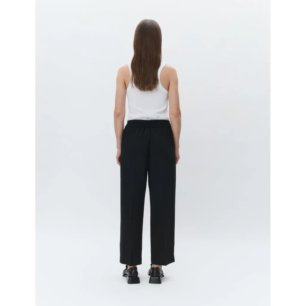 Jonah Classic Gaberdine Black Cropped Trousers