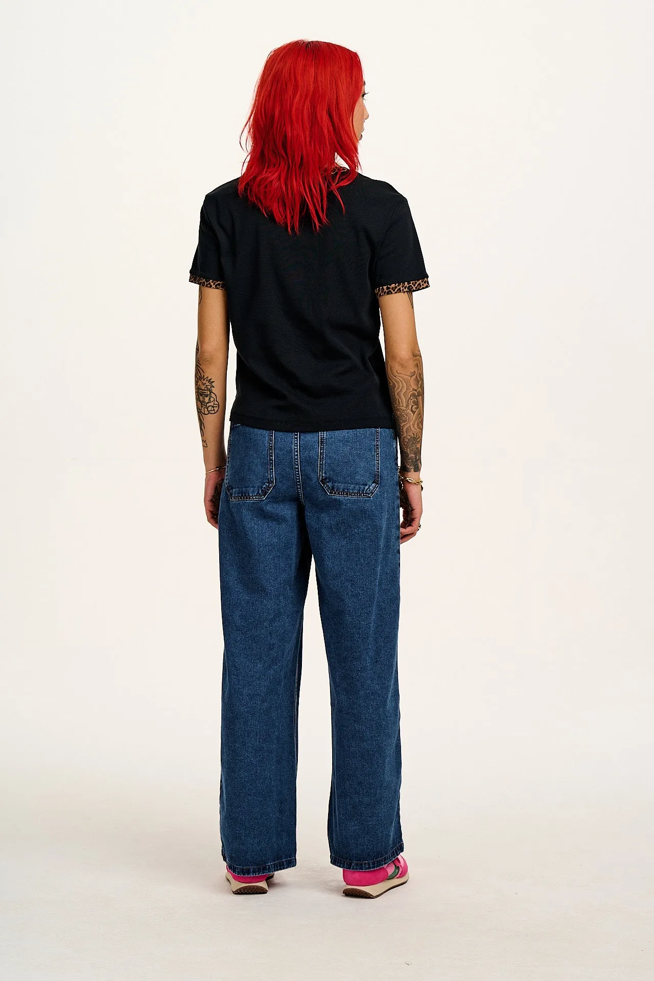 Maya - Cotton Tee in Black Leopard Print