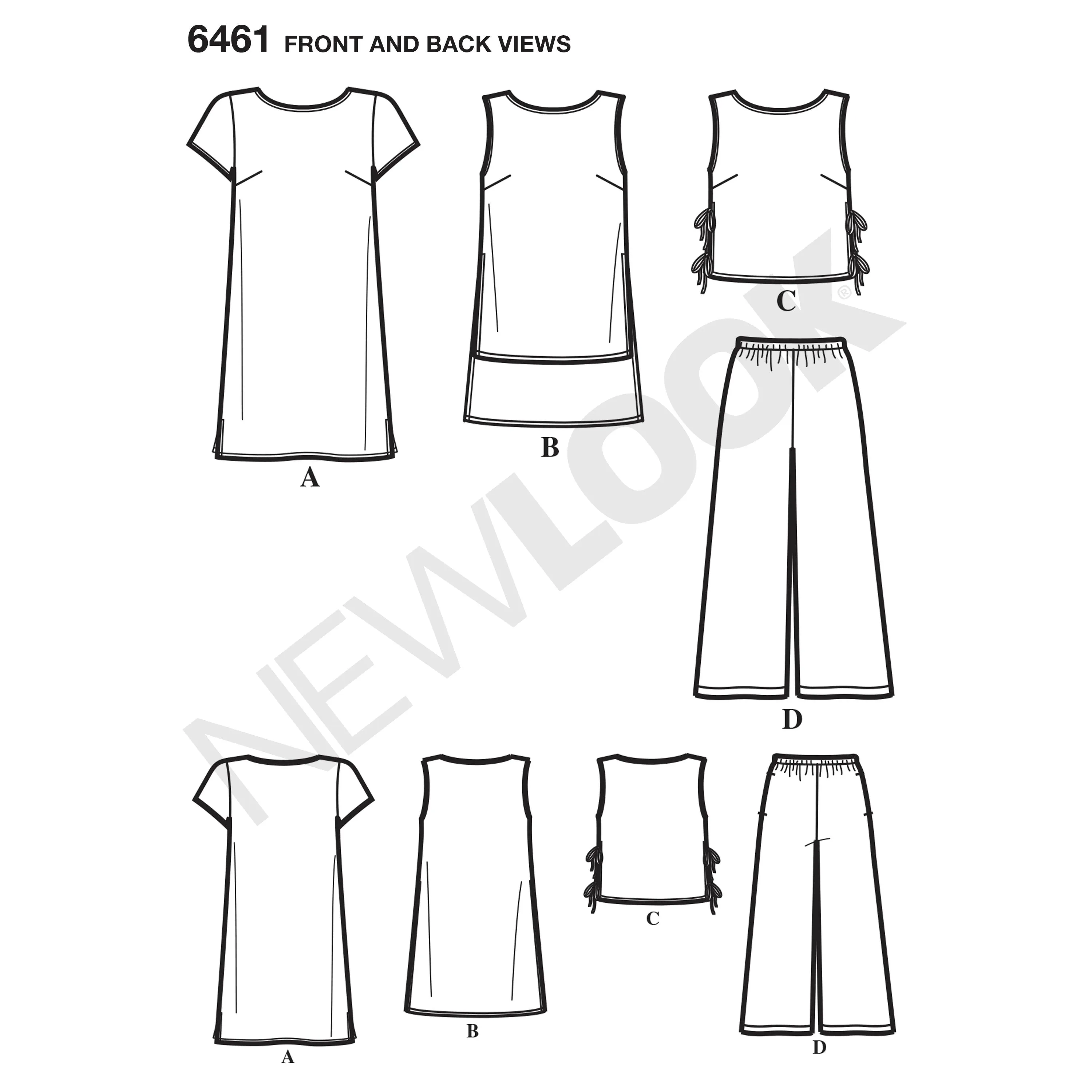 New Look Sewing Pattern 6461 - Misses' Dress, Tunic, Top and Cropped Pants