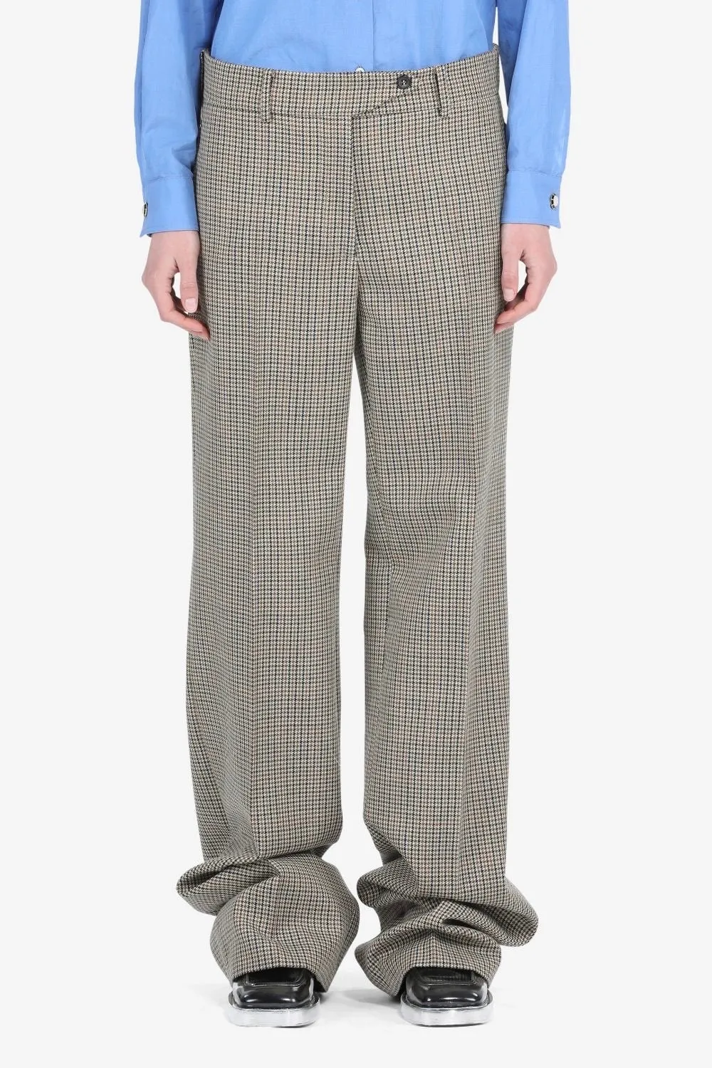No. 21 - Checkered Wide Leg Trousers: Brown