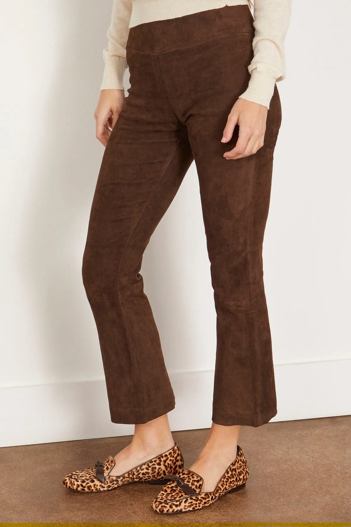 Suede Crop Flare Pant in Americano