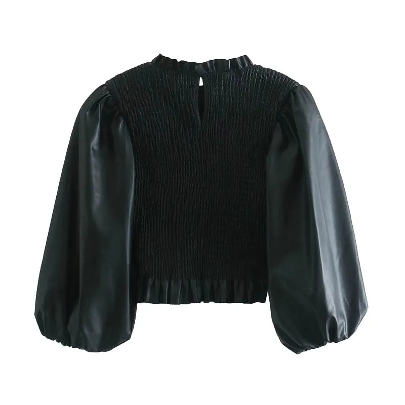 VEGAN SMOCKED BLOUSE