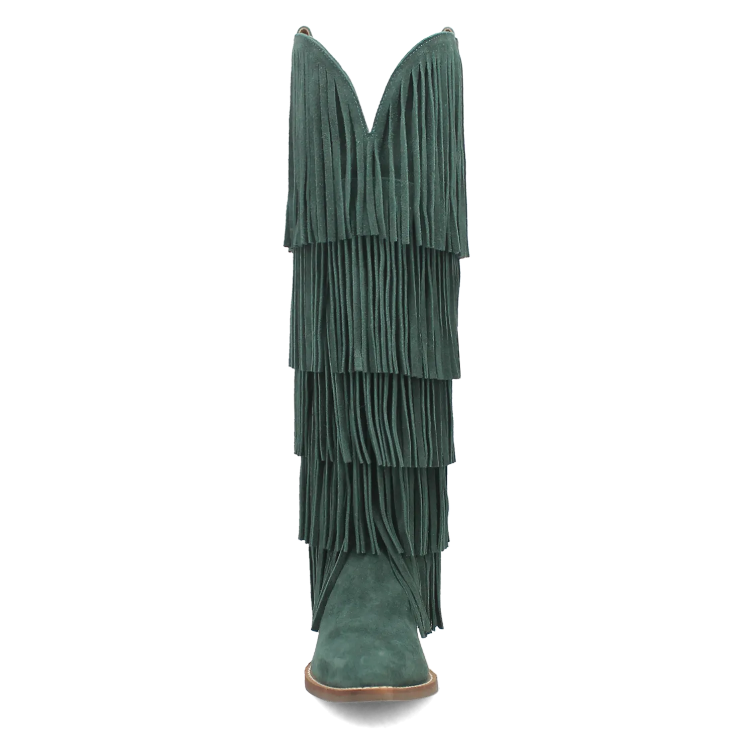 Wild Child Green Suede Leather Fringe Boots (DS)